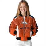 custom denver broncos hexagon grid orange bomber jacket best selling