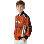 custom denver broncos hexagon grid orange bomber jacket best selling