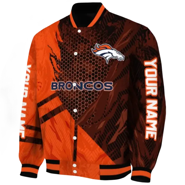 custom denver broncos hexagon mesh orange black varsity jacket best selling.webp
