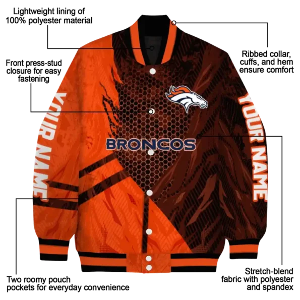 custom denver broncos hexagon mesh orange black varsity jacket new arrival.webp