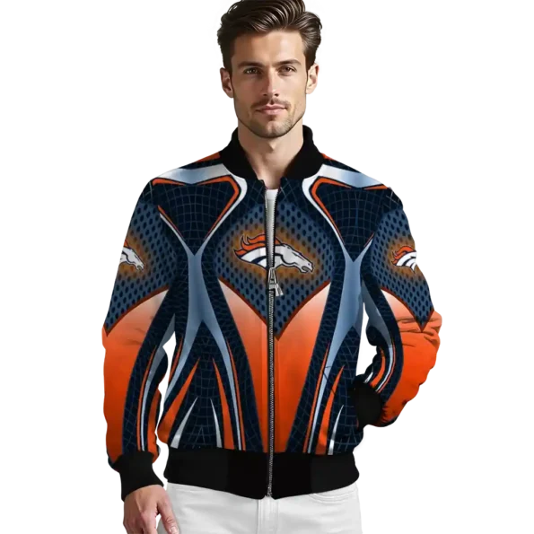custom denver broncos mesh chest red crocs black bomber jacket high quality
