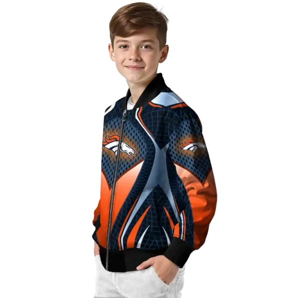custom denver broncos mesh chest red crocs black bomber jacket trendy