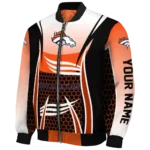 custom denver broncos mesh effect orange black bomber jacket best selling