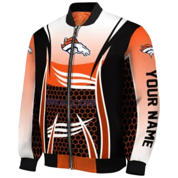 custom denver broncos mesh effect orange black bomber jacket best selling
