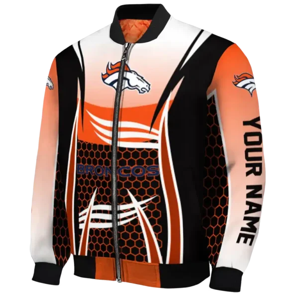 custom denver broncos mesh effect orange black bomber jacket best selling