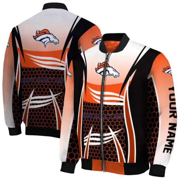 custom denver broncos mesh effect orange black bomber jacket fashion forward