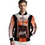 custom denver broncos mesh effect orange black bomber jacket best selling