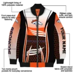 custom denver broncos mesh effect orange black bomber jacket best selling