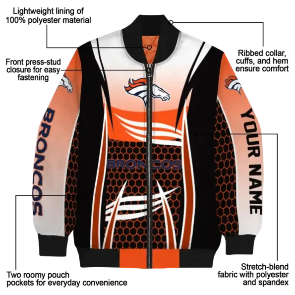custom denver broncos mesh effect orange black bomber jacket new arrival