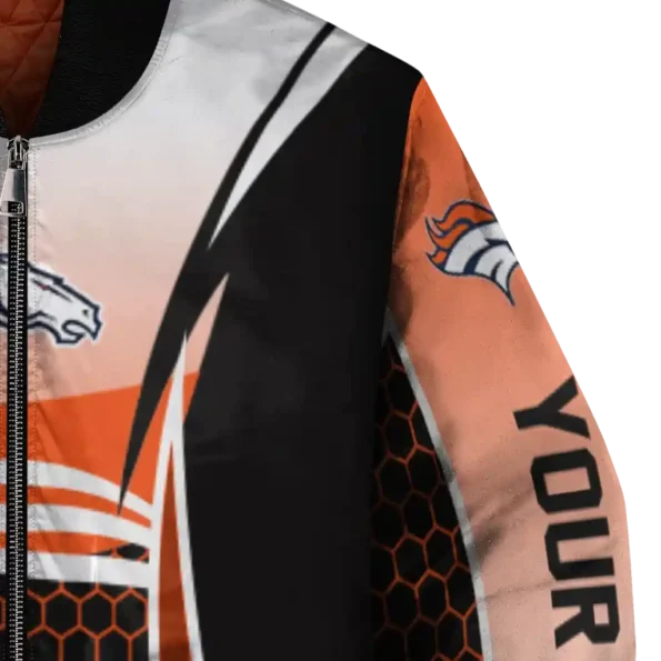 custom denver broncos mesh effect orange black bomber jacket premium grade