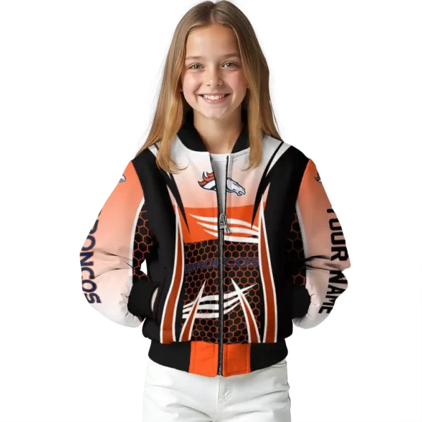 custom denver broncos mesh effect orange black bomber jacket top rated