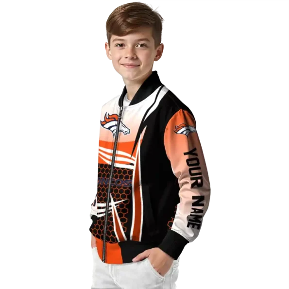 custom denver broncos mesh effect orange black bomber jacket trendy