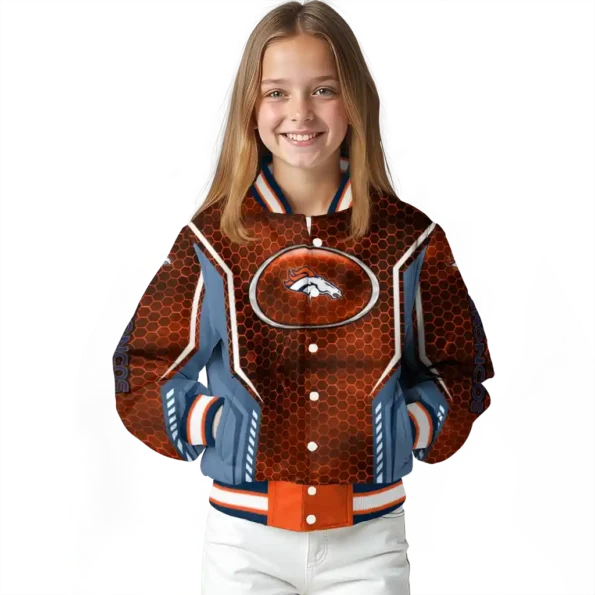 custom denver broncos power plate orange varsity jacket top rated.webp