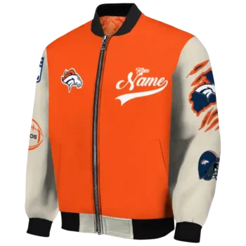 custom denver broncos razorback outline orange nude bomber jacket best selling