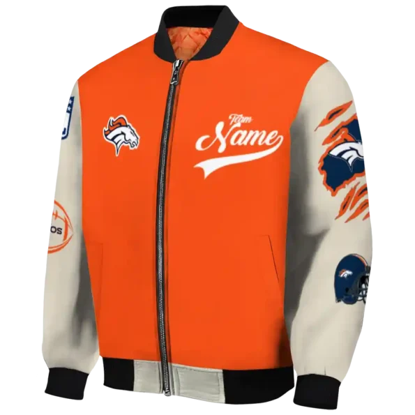 custom denver broncos razorback outline orange nude bomber jacket best selling