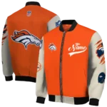 custom denver broncos razorback outline orange nude bomber jacket best selling