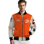custom denver broncos razorback outline orange nude bomber jacket best selling