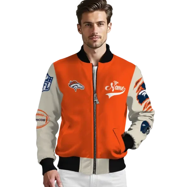 custom denver broncos razorback outline orange nude bomber jacket high quality