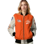 custom denver broncos razorback outline orange nude bomber jacket best selling