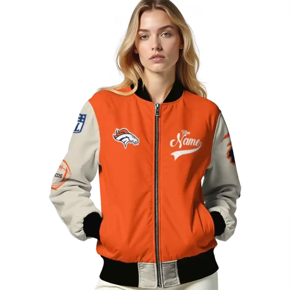 custom denver broncos razorback outline orange nude bomber jacket latest model