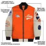 custom denver broncos razorback outline orange nude bomber jacket best selling