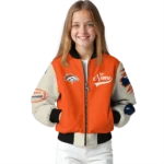 custom denver broncos razorback outline orange nude bomber jacket best selling