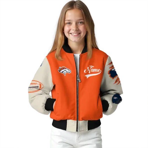 custom denver broncos razorback outline orange nude bomber jacket top rated