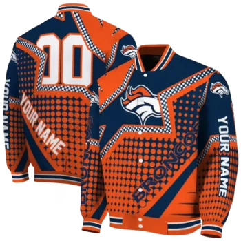 custom denver broncos star burst orange varsity jacket fashion forward.webp