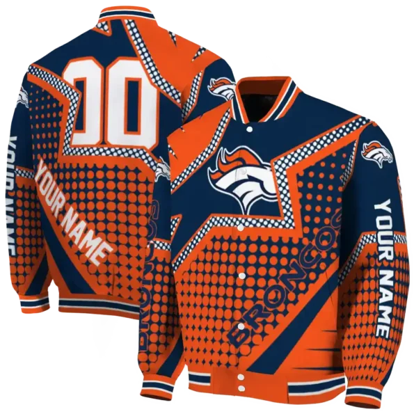 custom denver broncos star burst orange varsity jacket fashion forward.webp