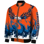 custom denver broncos winged blaze orange white bomber jacket best selling