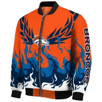 custom denver broncos winged blaze orange white bomber jacket best selling