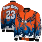 custom denver broncos winged blaze orange white bomber jacket best selling
