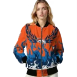 custom denver broncos winged blaze orange white bomber jacket best selling