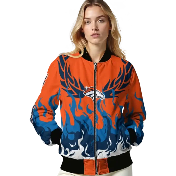 custom denver broncos winged blaze orange white bomber jacket latest model