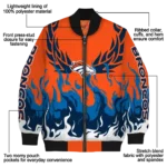 custom denver broncos winged blaze orange white bomber jacket best selling