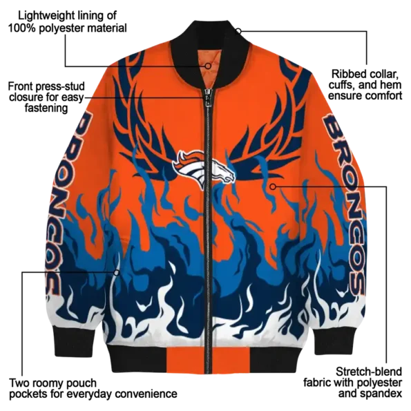 custom denver broncos winged blaze orange white bomber jacket new arrival