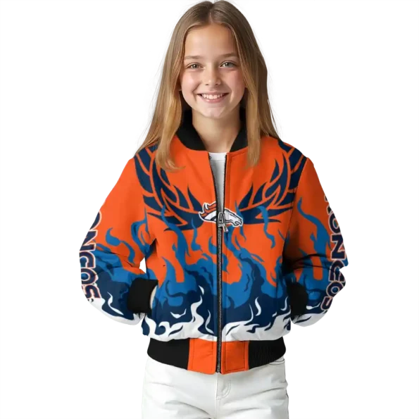 custom denver broncos winged blaze orange white bomber jacket top rated
