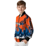 custom denver broncos winged blaze orange white bomber jacket best selling