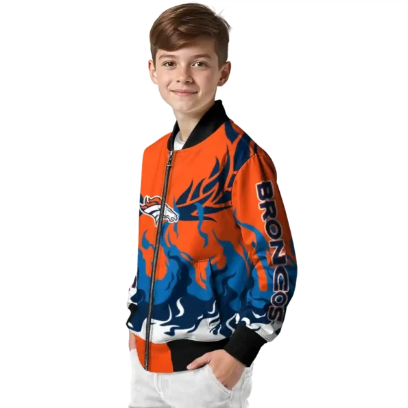 custom denver broncos winged blaze orange white bomber jacket trendy