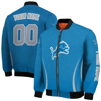 custom detroit lions chevron arrow blue bomber jacket fashion forward