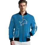 custom detroit lions chevron arrow blue bomber jacket best selling