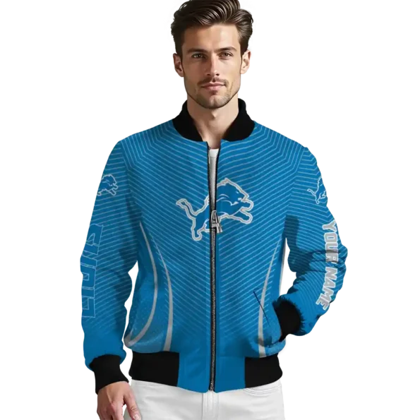 custom detroit lions chevron arrow blue bomber jacket high quality