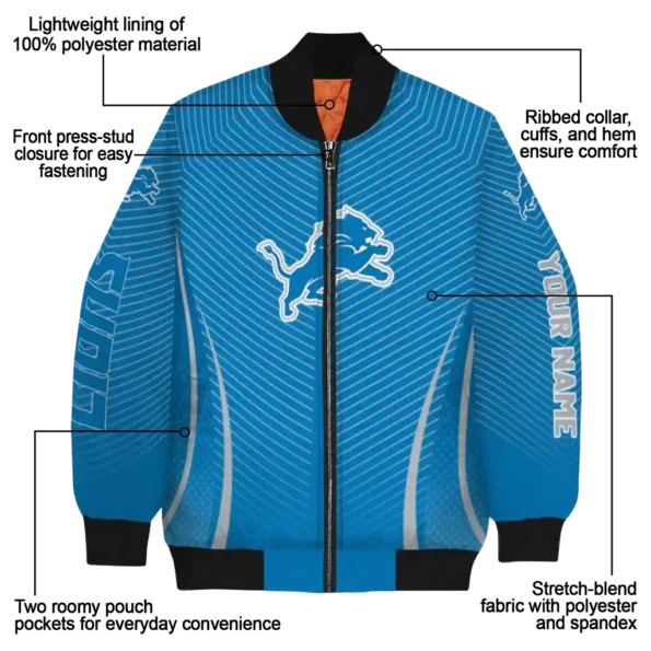 custom detroit lions chevron arrow blue bomber jacket new arrival