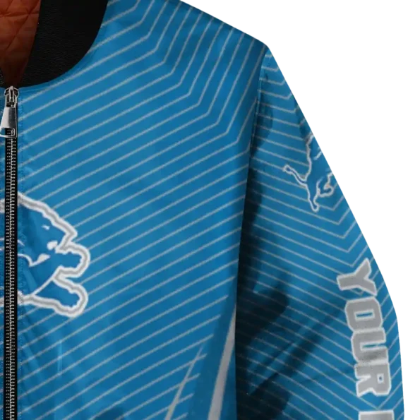 custom detroit lions chevron arrow blue bomber jacket premium grade