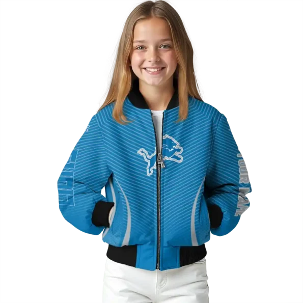 custom detroit lions chevron arrow blue bomber jacket top rated