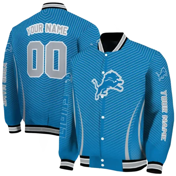 custom detroit lions chevron arrow blue varsity jacket fashion forward.webp