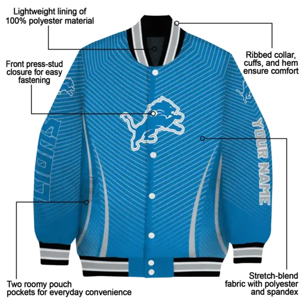 custom detroit lions chevron arrow blue varsity jacket new arrival.webp