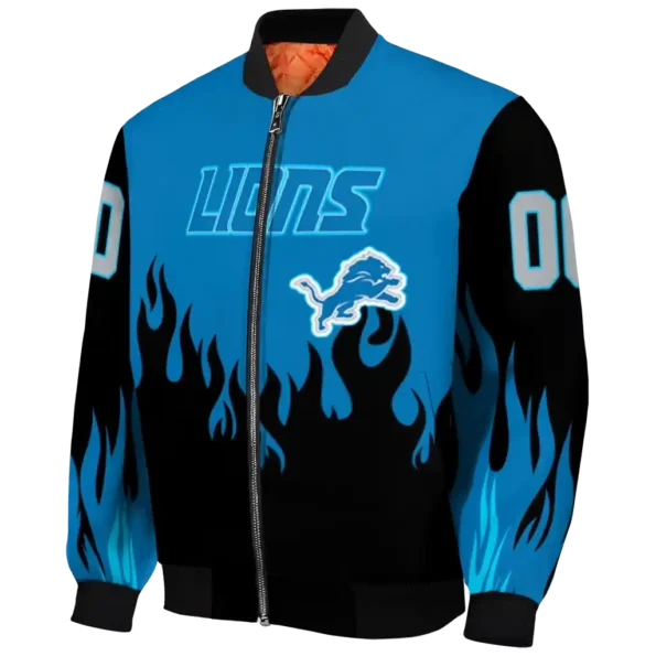 custom detroit lions flame border blue black bomber jacket best selling