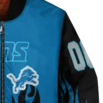 custom detroit lions flame border blue black bomber jacket best selling