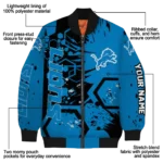 custom detroit lions hexagon cluster blue black bomber jacket best selling